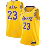 Billige Basketball Trøje Børn Los Angeles Lakers 2019-20 LeBron James 23# Guld Icon Edition Swingman